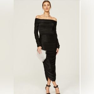 Bronx and Banco Black Off-Shoulder Midi Dress
